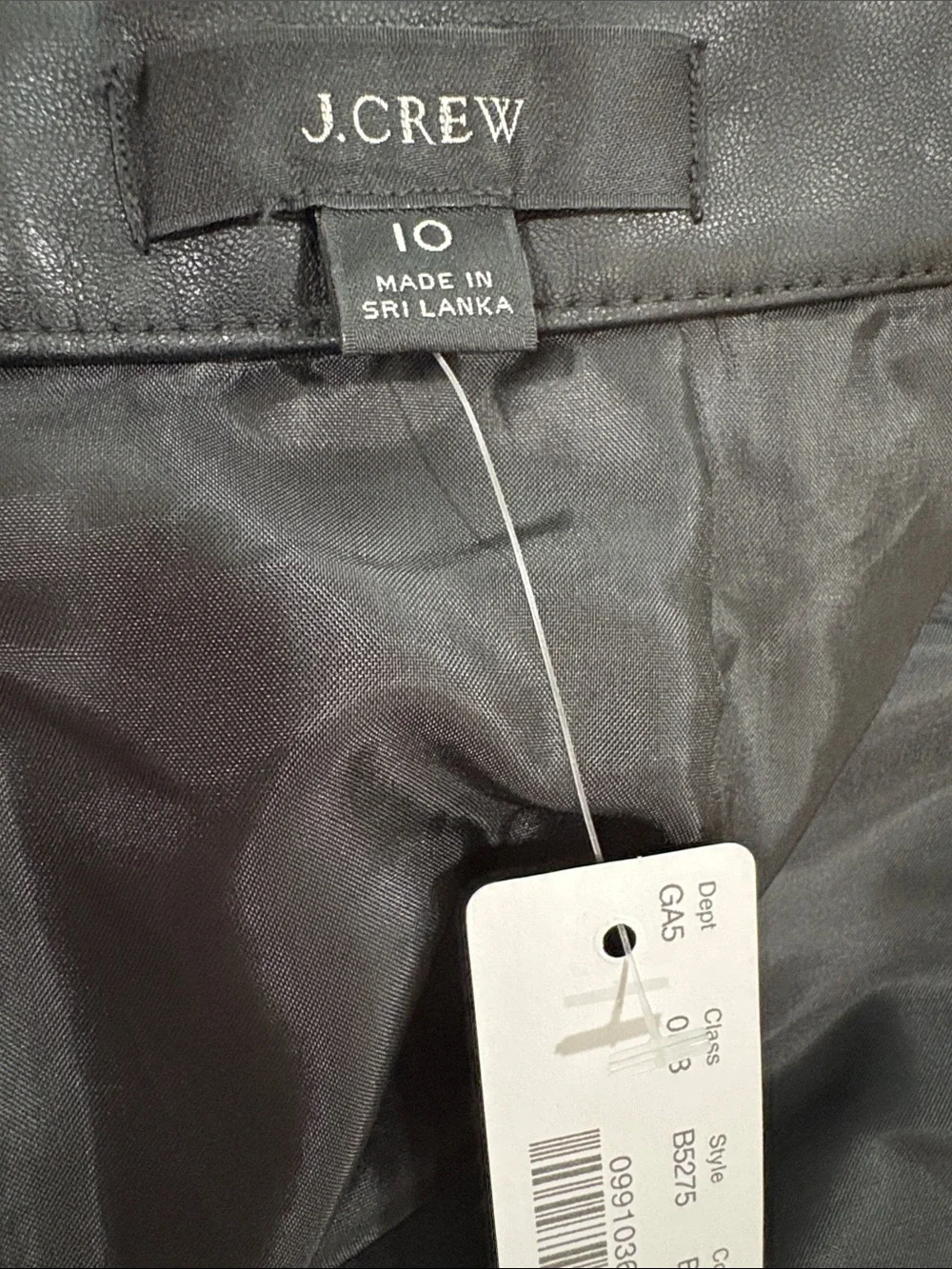 J. Crew Black Pleated Faux Leather Midi Skirt, Size 10, NWT